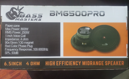 Bass Masters 6.5" 4OHM     Mid Range Speakers